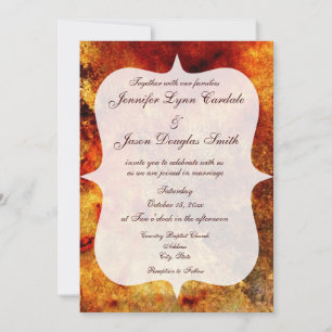 Rustic Burnt Orange Marbled Wedding Invitations