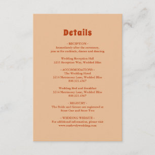 Rustic Burnt Orange Modern Wedding Enclosure Card