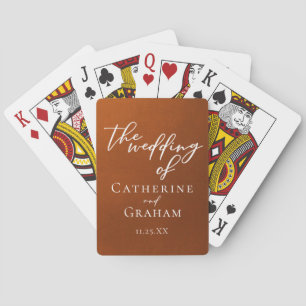 Rustic Burnt Orange Personalised Autumn Wedding Playing Cards