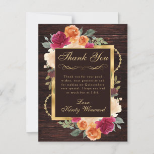 Rustic Burnt Orange Red Fall Flowers Quinceanera Postcard