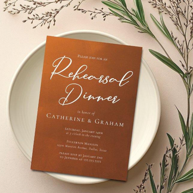 Rustic Burnt Orange Rehearsal Dinner Invitation (Creator Uploaded)