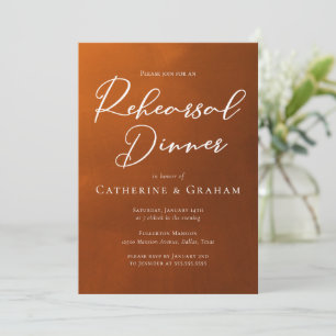 Rustic Burnt Orange Rehearsal Dinner Invitation
