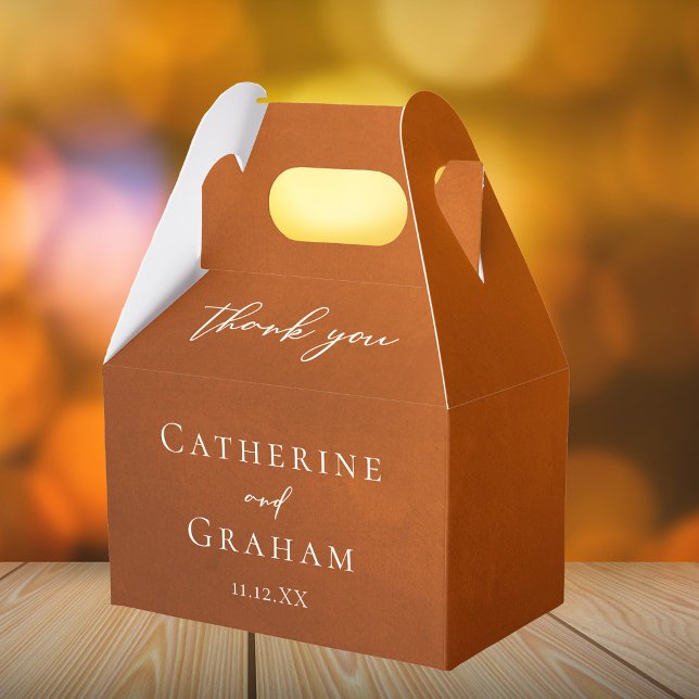 Rustic Burnt Orange Simple Autumn Wedding Favour Box (Creator Uploaded)