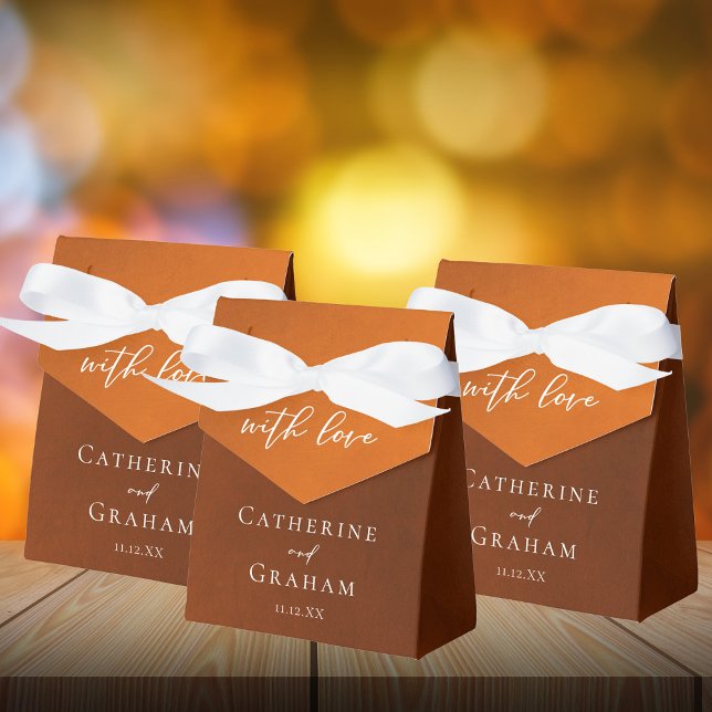 Rustic Burnt Orange Simple Autumn Wedding Favour Box (Creator Uploaded)