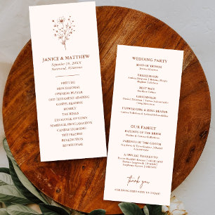 Rustic Burnt Orange Simple Boho Wedding Program