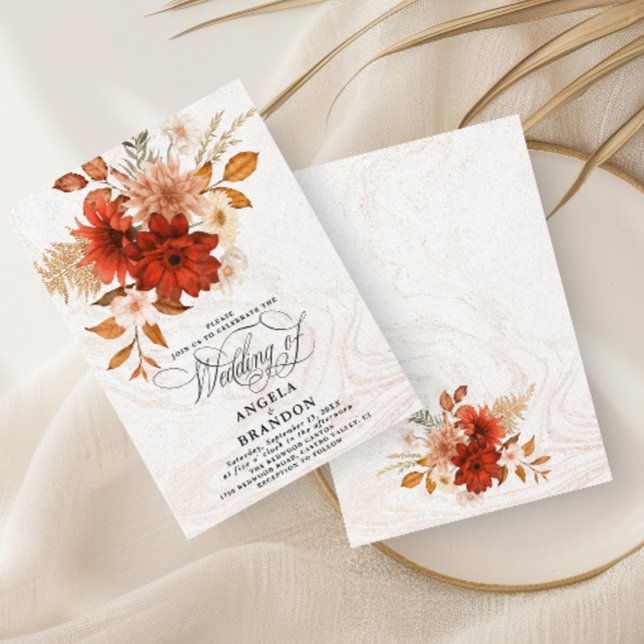 Rustic Burnt Orange Terracotta Elegant Wedding Invitation (Creator Uploaded)
