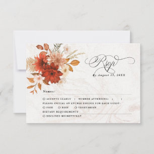 Rustic Burnt Orange Terracotta Elegant Wedding RSVP Card