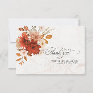 Rustic Burnt Orange Terracotta Elegant Wedding Thank You Card
