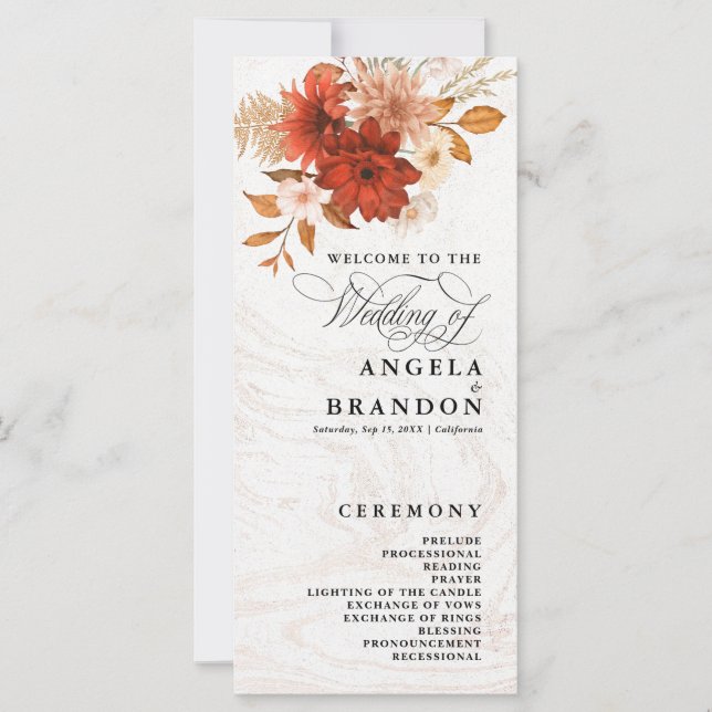 Rustic Burnt Orange Terracotta Wedding Program (Front)