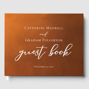 Rustic Burnt Orange Typography Autumn Wedding Guest Book
