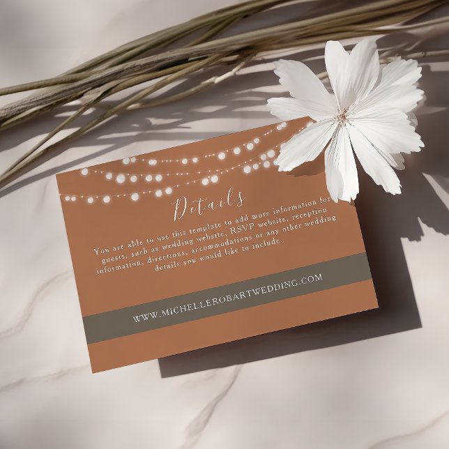 Rustic Burnt Orange Wedding Details Enclosure Card (Creator Uploaded)