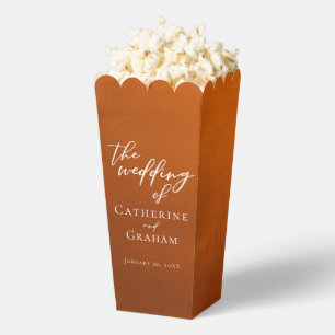 Rustic Burnt Orange Wedding Personalized Popcorn Favour Box