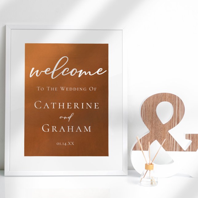 Rustic Burnt Orange Welcome To Our Autumn Wedding Poster (Creator Uploaded)