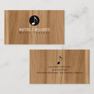 Rustic Business Card With Music Note