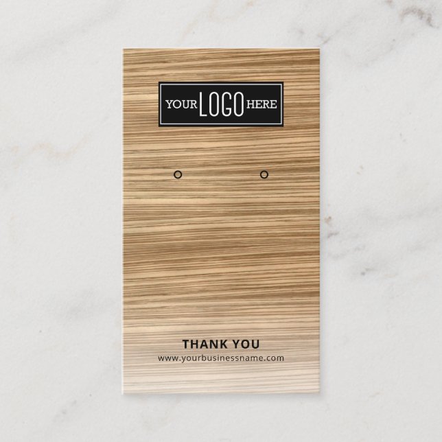 Rustic Business Logo Earring Display Card (Front)