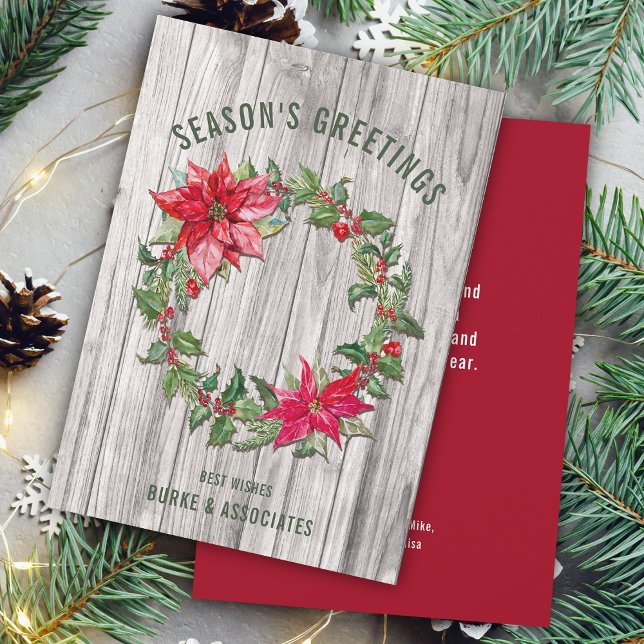 Rustic Business Season's Greetings Personalised Holiday Card (Rustic Business Season's Greetings Personalized Holiday Card)