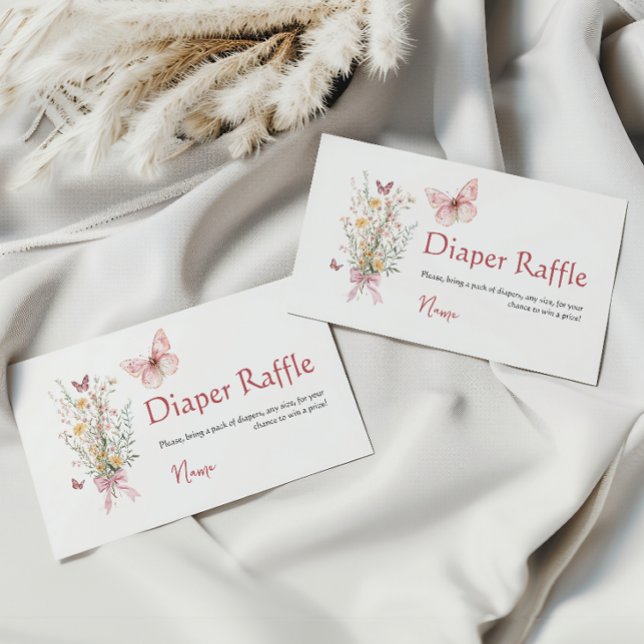 Rustic Butterfly Wildflower Baby Shower Diaper Enclosure Card (Creator Uploaded)