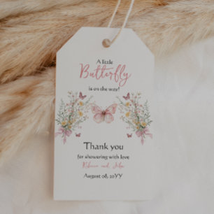 Rustic Butterfly Wildflower Floral Baby Shower Gift Tags