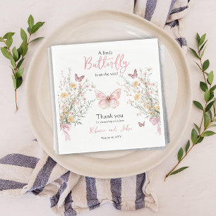 Rustic Butterfly Wildflower Floral Baby Shower Napkin