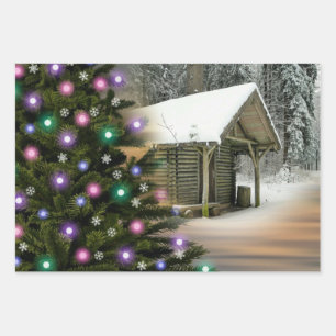 Rustic Cabin Christmas Wrapping Paper Sheet