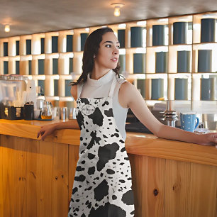 Rustic Cabin Cowhide Print Cozy Farmhouse Apron