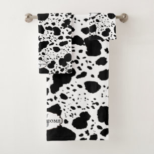 Rustic Cabin Cowhide Print Cozy Farmhouse Bath Towel Set