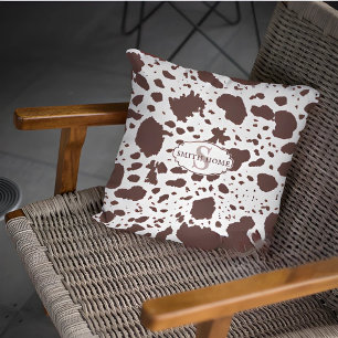 Rustic Cabin Cowhide Print Cozy Farmhouse Cushion