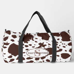 Rustic Cabin Cowhide Print Cozy Farmhouse Duffle Bag