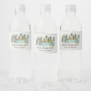 Rustic Cabin Custom Coordinates Pinery Mountain Water Bottle Label