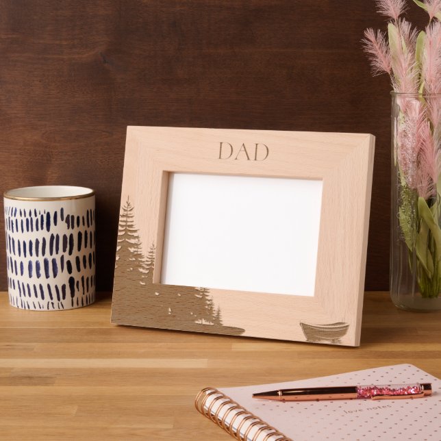 Rustic Cabin Custom Fisherman Family Photo Etched Frames (Left)