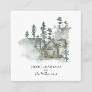 Rustic Cabin Forest Green Personalised Christmas Enclosure Card