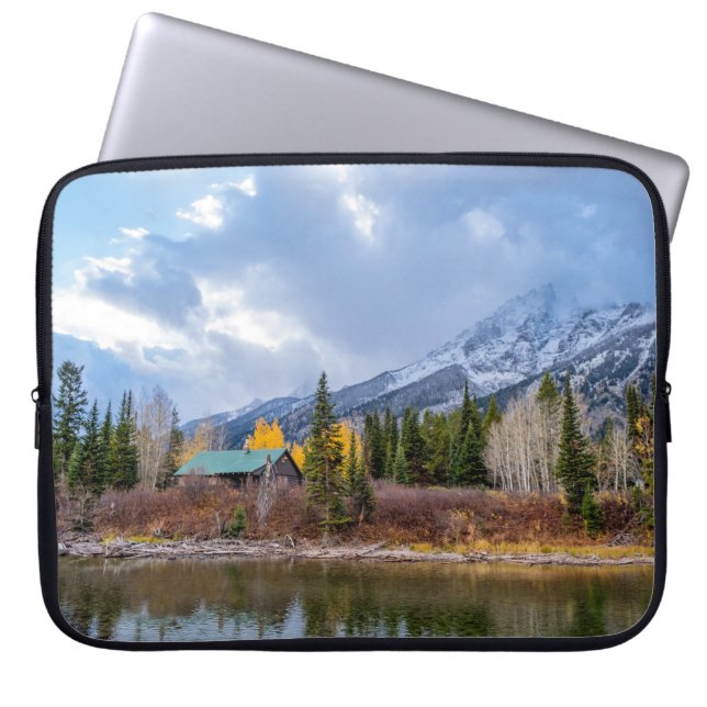 Rustic Cabin in the Woods | Cosy Forest Photograph Laptop Sleeve (Front)