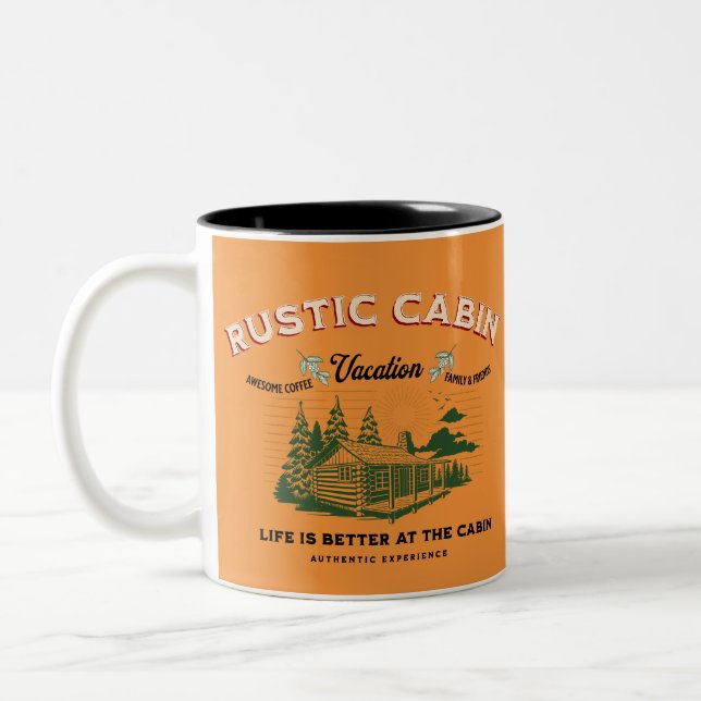 Rustic Cabin Life is Better at The Cabin Two-Tone Coffee Mug (Left)
