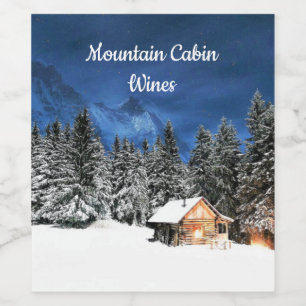Rustic Cabin Mountain View Wine Label