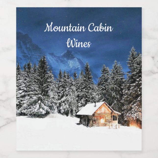 Rustic Cabin Mountain View Wine Label (Single Label)