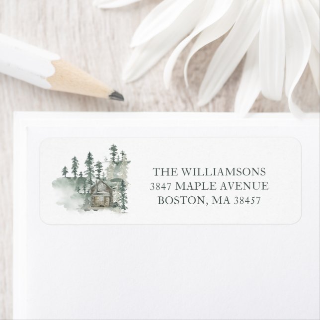 Rustic Cabin Personalised Return Address Christmas (Insitu)