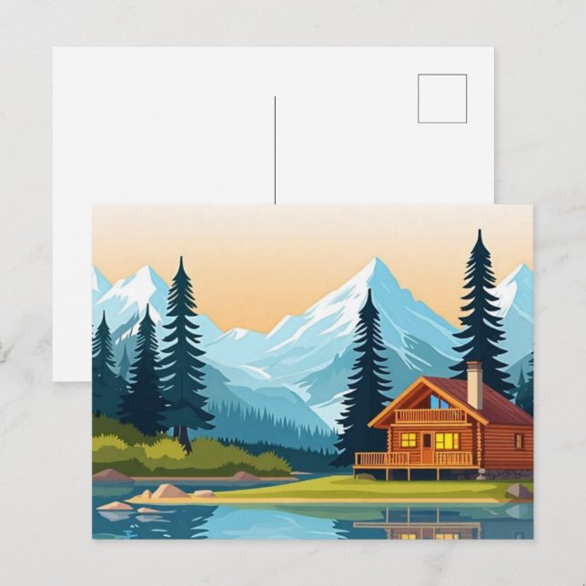 Rustic Cabin Postcards 🏕️ | Scenic Retreats 2025 (Front/Back)