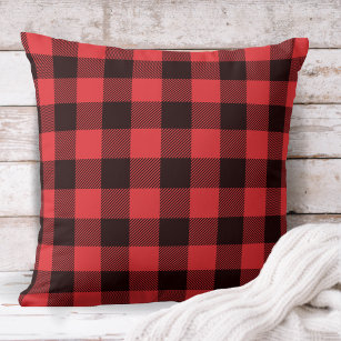 Rustic Cabin Red and Black Buffalo Plaid Cushion