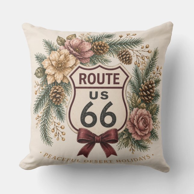 Rustic Cabin Red Buffalo Plaid Route 66 Winter Cushion (Front)