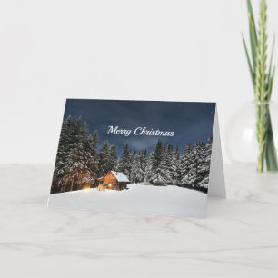 Rustic Cabin Snow Winter  Christmas Holiday Card