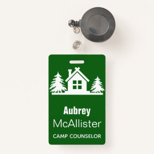 Rustic Cabin & Trees Camp Counsellor ID Badge