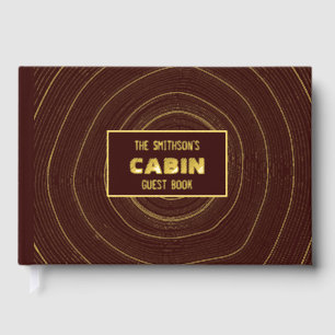 Rustic Cabin Vacation Home Rental Gold Tree Rings Guest Book