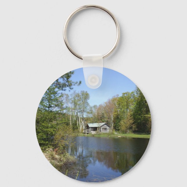 Rustic Cabin Water Scene Key Ring (Front)
