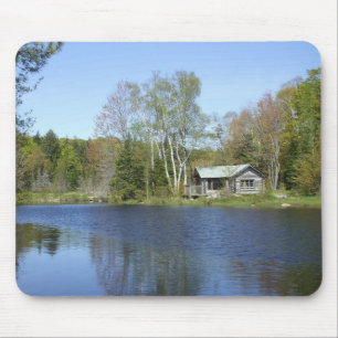 Rustic Cabin Water Scene Mouse Pad