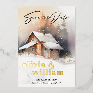 Rustic Cabin Winter Wedding Save The Date