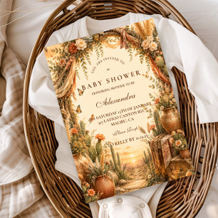 Rustic Cactus Boho Baby Shower Invitation