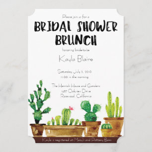 Rustic Cactus Bridal Shower Brunch Invitation