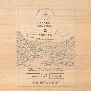 Rustic Cactus Desert Landscape Wedding Acrylic Invitations