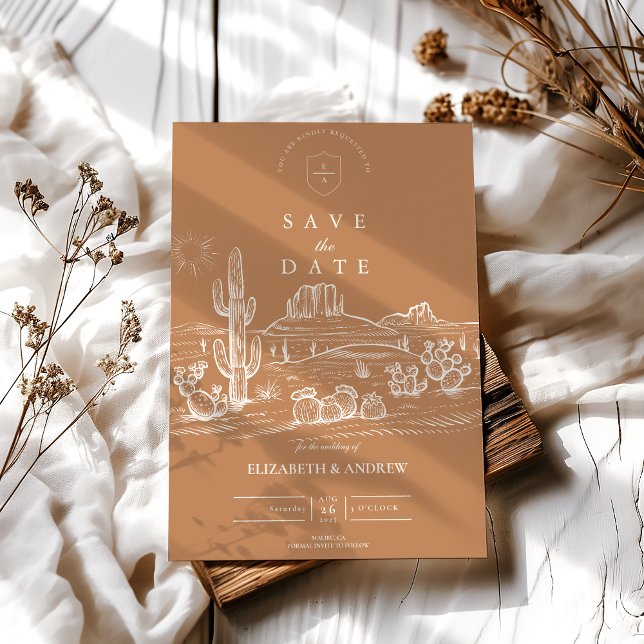Rustic Cactus Desert Landscape Wedding Save The Date (Creator Uploaded)