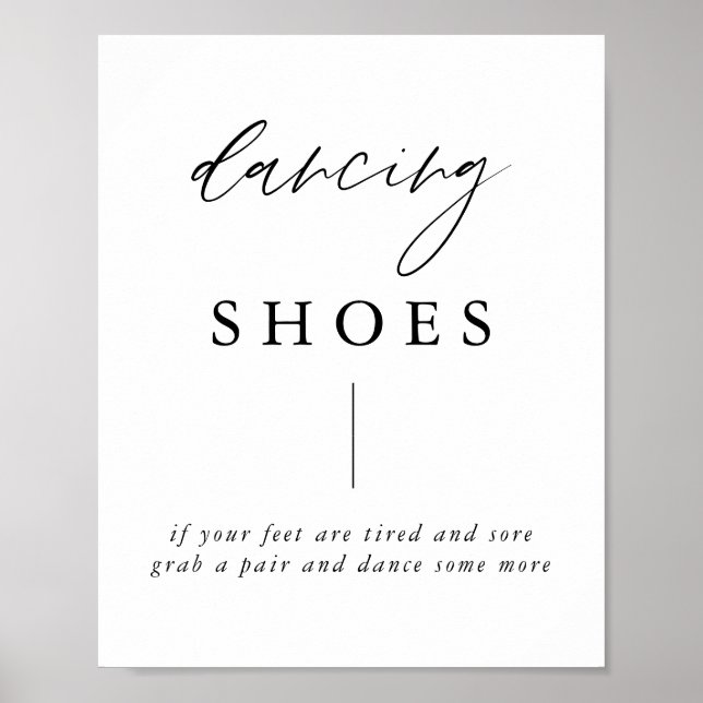 Rustic Calligraphy Elegant Wedding Dancing Shoes Poster (Front)